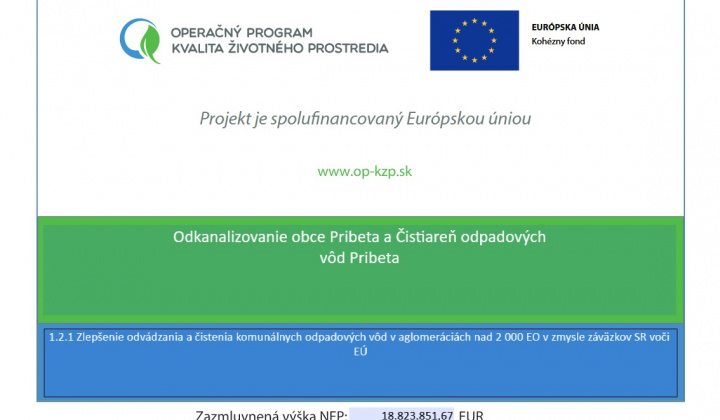 Odkanalizovanie obce Pribeta a Čistiareň odpadových vôd Pribeta