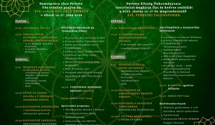 DNI OBCE PRIBETA 2023 - PROGRAMY