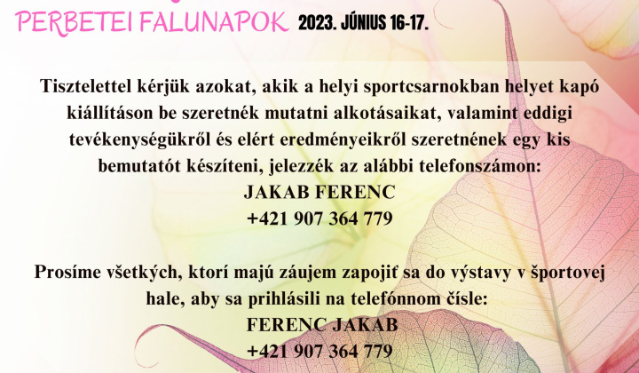 DNI OBCE PRIBETA 2023 - VÝSTAVY