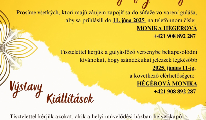 PERBETEI FALUNAPOK - Kiállítások, gulyásfőző verseny