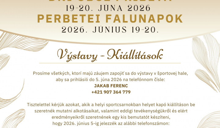 PERBETEI FALUNAPOK - KIÁLLÍTÁSOK - FELHÍVÁS